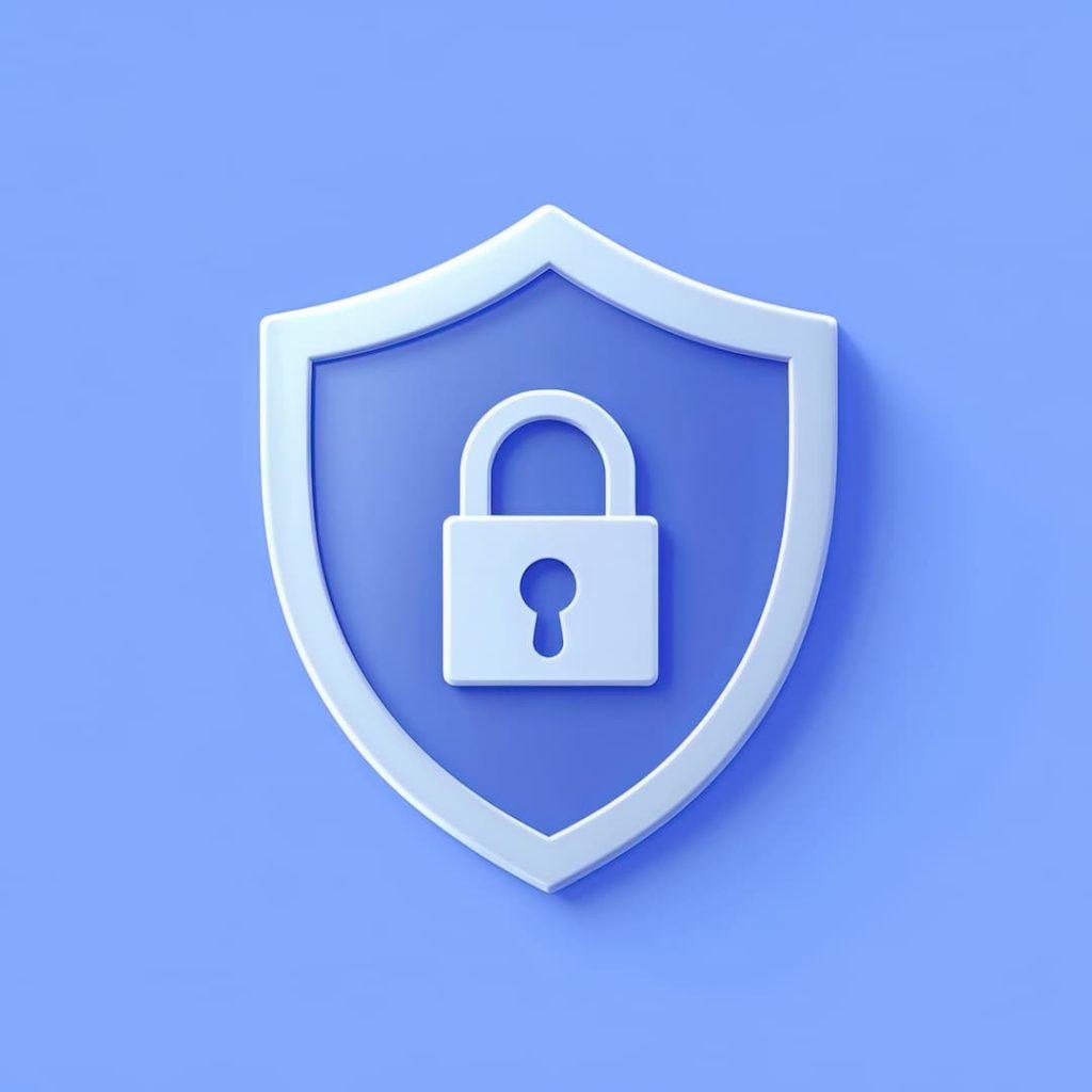 Padlock On A Sheild On A Blue Background